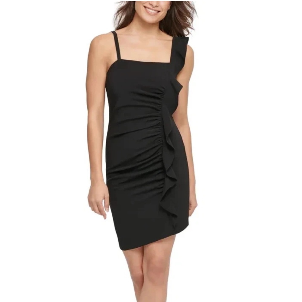 Guess Ruffled Bodycon Mini Dress Black‎ 14